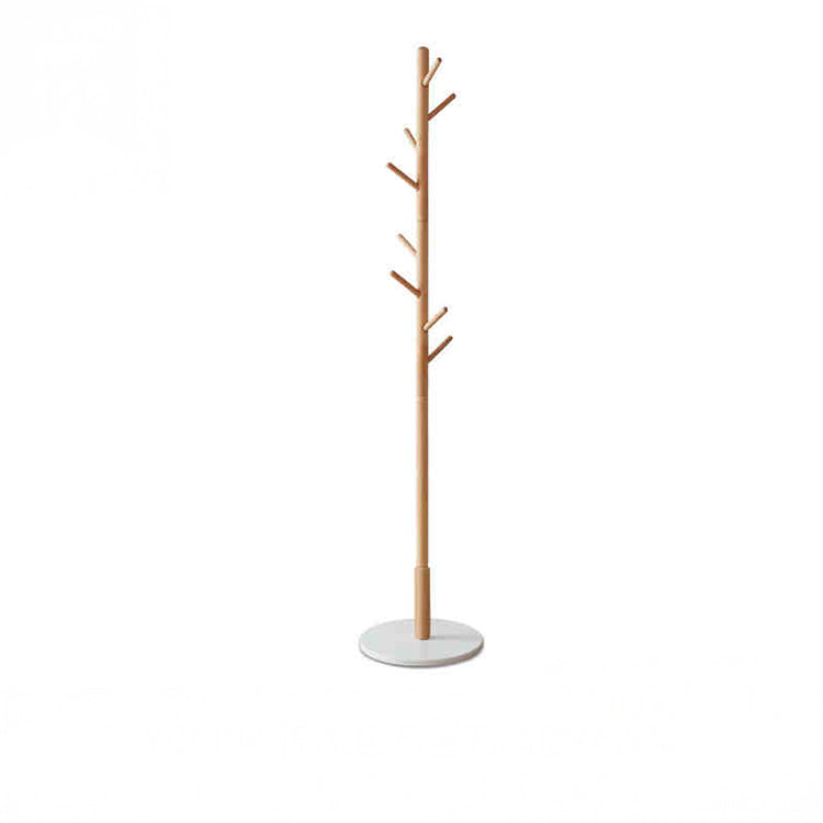 Stylish Beech Wood Hall Tree Coat Rack with Stone Base – Modern Entryway Organizer Y00I04