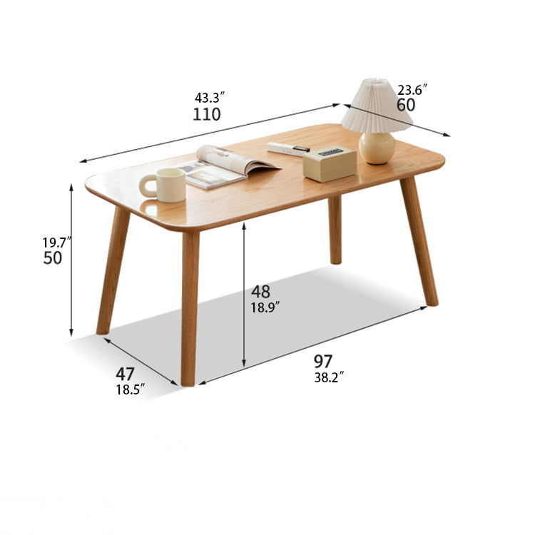 Modern Rectangular Oak Wood Coffee Table - Minimalistic Design for Living Room Decor Y00J32