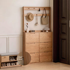 Minimalistic Oak Wood Shoe Cabinet with 3-Tiers - Functional Design for Front Door Y00L08