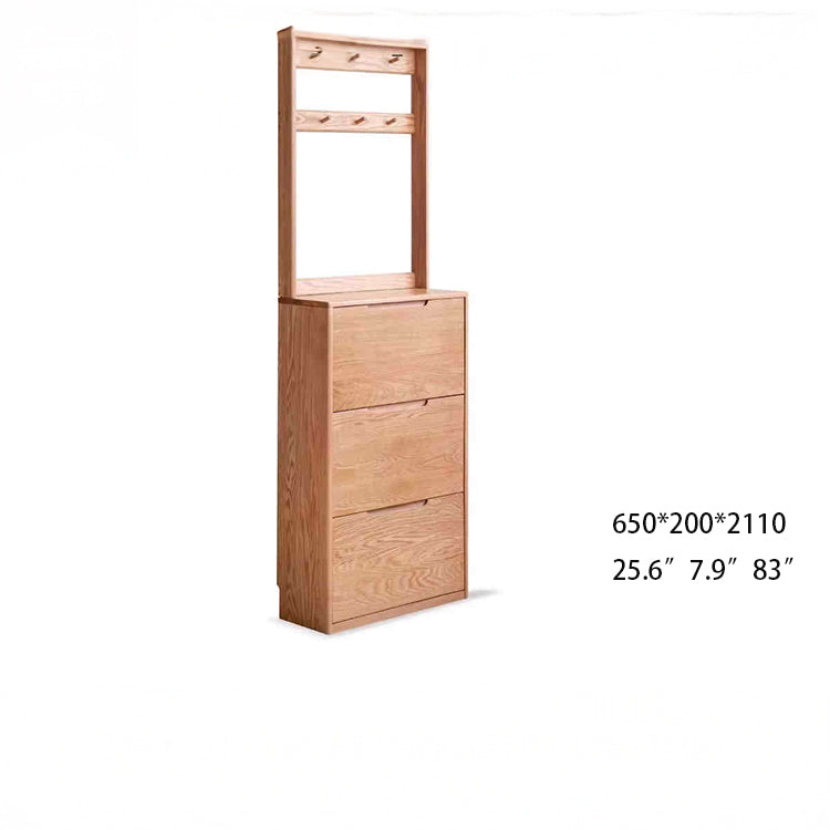 Minimalistic Oak Wood Shoe Cabinet with 3-Tiers - Functional Design for Front Door Y00L08