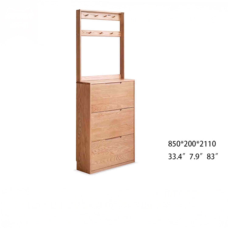 Minimalistic Oak Wood Shoe Cabinet with 3-Tiers - Functional Design for Front Door Y00L08