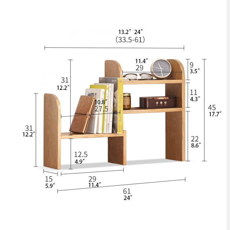 Stylish Oak Wood Desktop Storage Shelf for Home Office Organization Y00X09