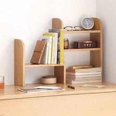 Stylish Oak Wood Desktop Storage Shelf for Home Office Organization Y00X09