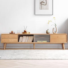 Premium Beech TV Stand – Stylish and Sturdy Entertainment Center for Modern Living Y107N01