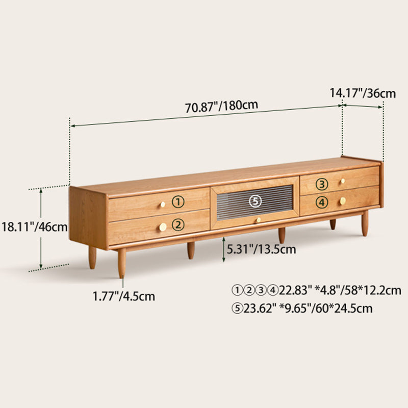 Elegant Cherry Wood TV Stand with Glass Doors for Modern Living Rooms Y17N01