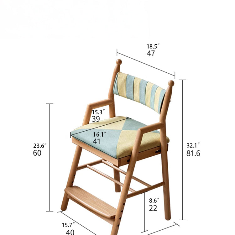 Cute Beech Wood Study Chair for Kids with Comfortable Cushion - Perfect for Study Room Y19S04