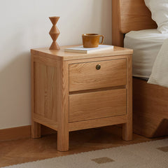 Minimalistic Solid Oak Wood Nightstand with Drawers for Storage - Perfect for Modern Bedrooms Y28A02