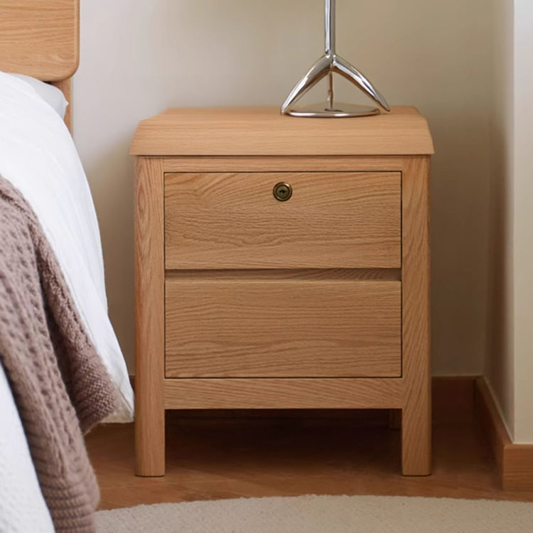 Minimalistic Solid Oak Wood Nightstand with Drawers for Storage - Perfect for Modern Bedrooms Y28A02