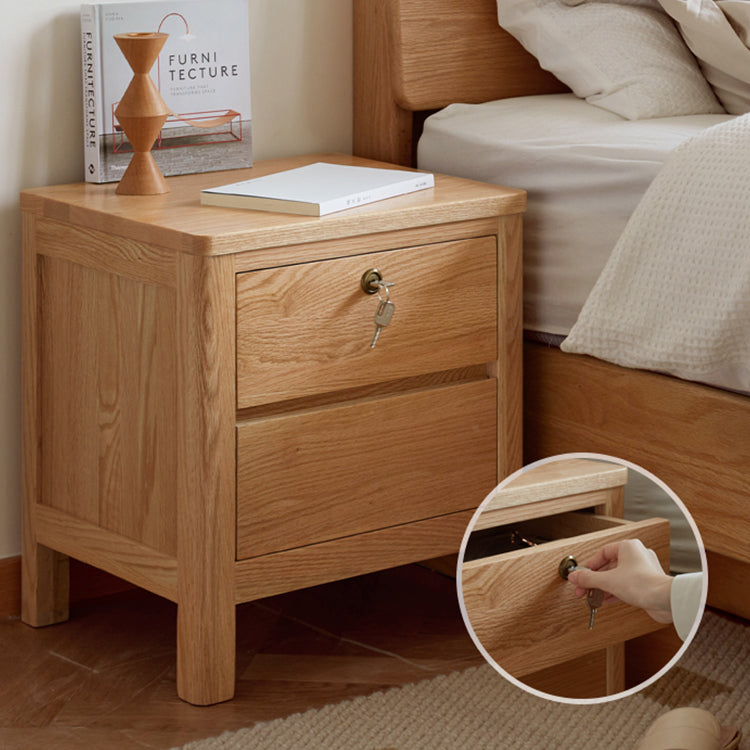 Minimalistic Solid Oak Wood Nightstand with Drawers for Storage - Perfect for Modern Bedrooms Y28A02