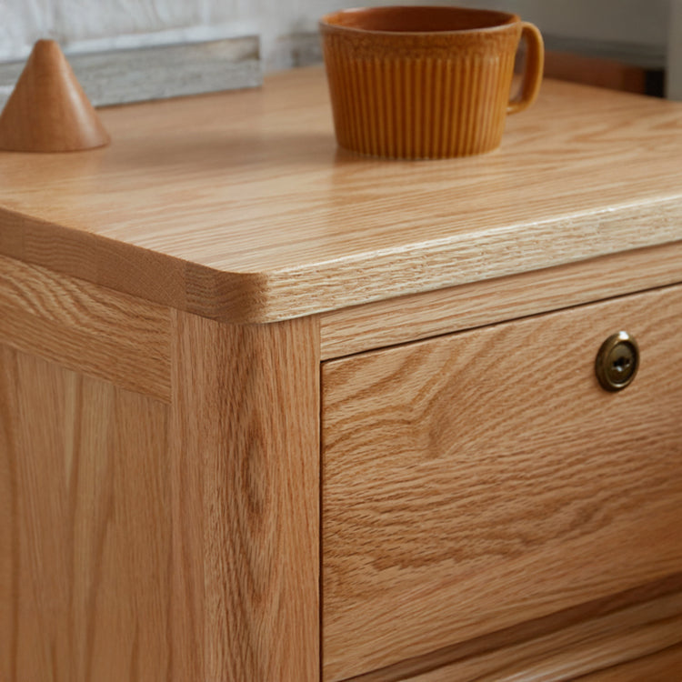 Minimalistic Solid Oak Wood Nightstand with Drawers for Storage - Perfect for Modern Bedrooms Y28A02