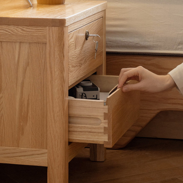 Minimalistic Solid Oak Wood Nightstand with Drawers for Storage - Perfect for Modern Bedrooms Y28A02