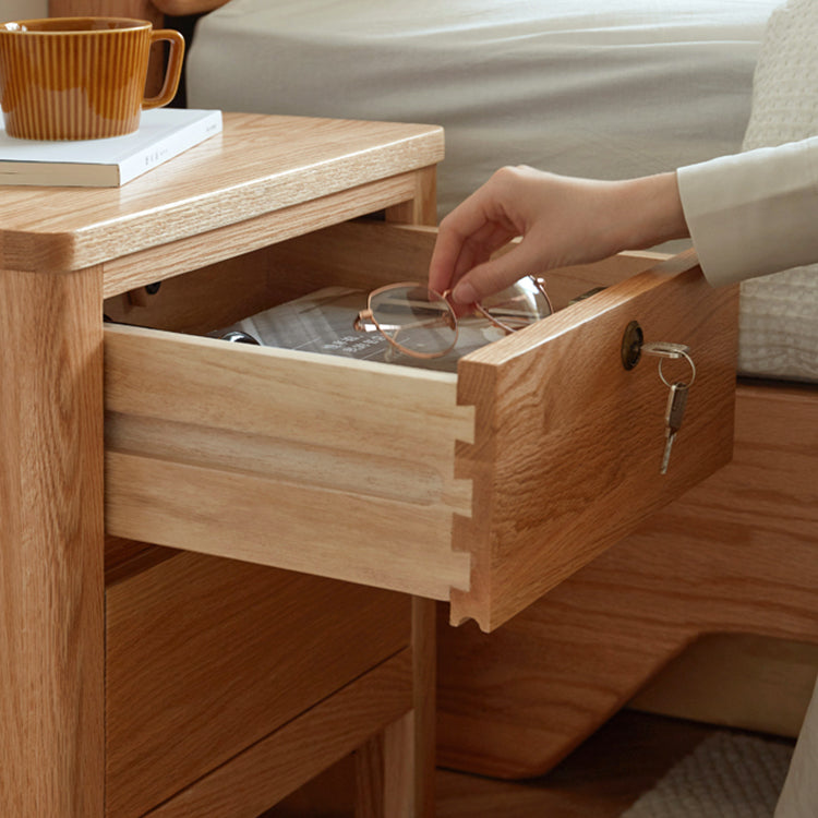 Minimalistic Solid Oak Wood Nightstand with Drawers for Storage - Perfect for Modern Bedrooms Y28A02