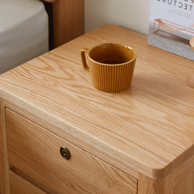 Minimalistic Solid Oak Wood Nightstand with Drawers for Storage - Perfect for Modern Bedrooms Y28A02