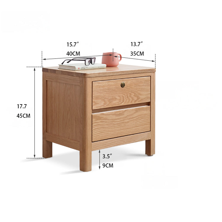 Minimalistic Solid Oak Wood Nightstand with Drawers for Storage - Perfect for Modern Bedrooms Y28A02