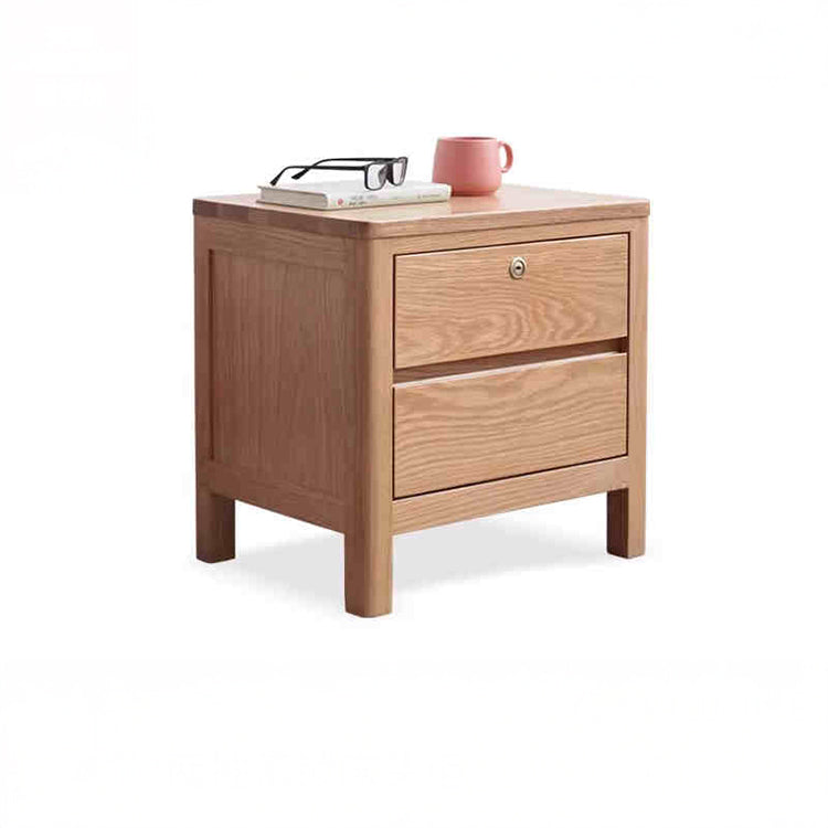 Minimalistic Solid Oak Wood Nightstand with Drawers for Storage - Perfect for Modern Bedrooms Y28A02