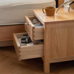 Minimalistic Solid Oak Wood Nightstand with Drawers for Storage - Perfect for Modern Bedrooms Y28A02