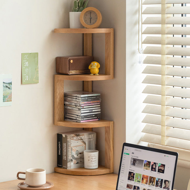 Functional Oak Wood Corner Bookshelf - Space Saving Storage for Home & Office Y28Y04