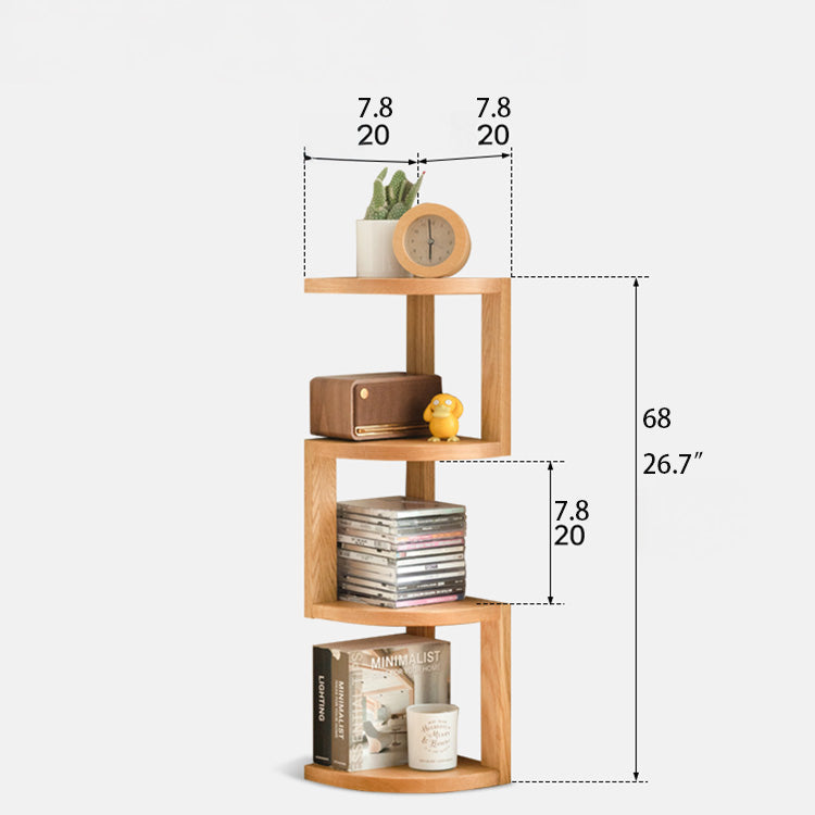 Functional Oak Wood Corner Bookshelf - Space Saving Storage for Home & Office Y28Y04