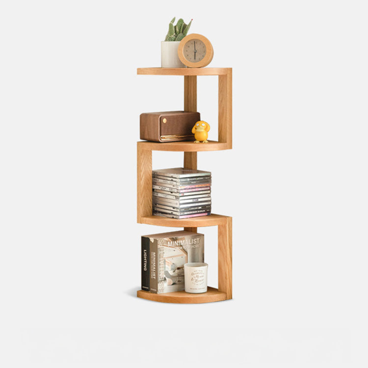 Functional Oak Wood Corner Bookshelf - Space Saving Storage for Home & Office Y28Y04