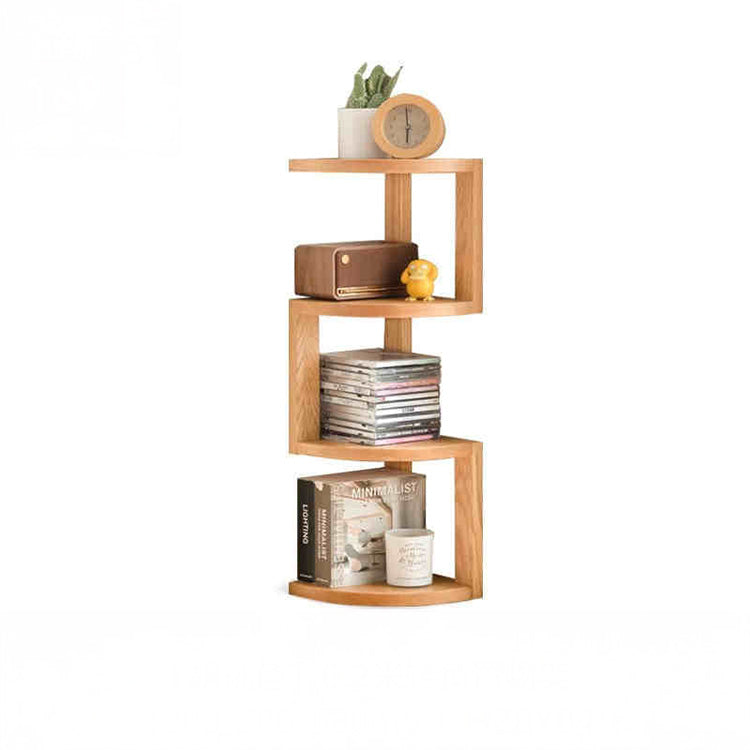 Functional Oak Wood Corner Bookshelf - Space Saving Storage for Home & Office Y28Y04