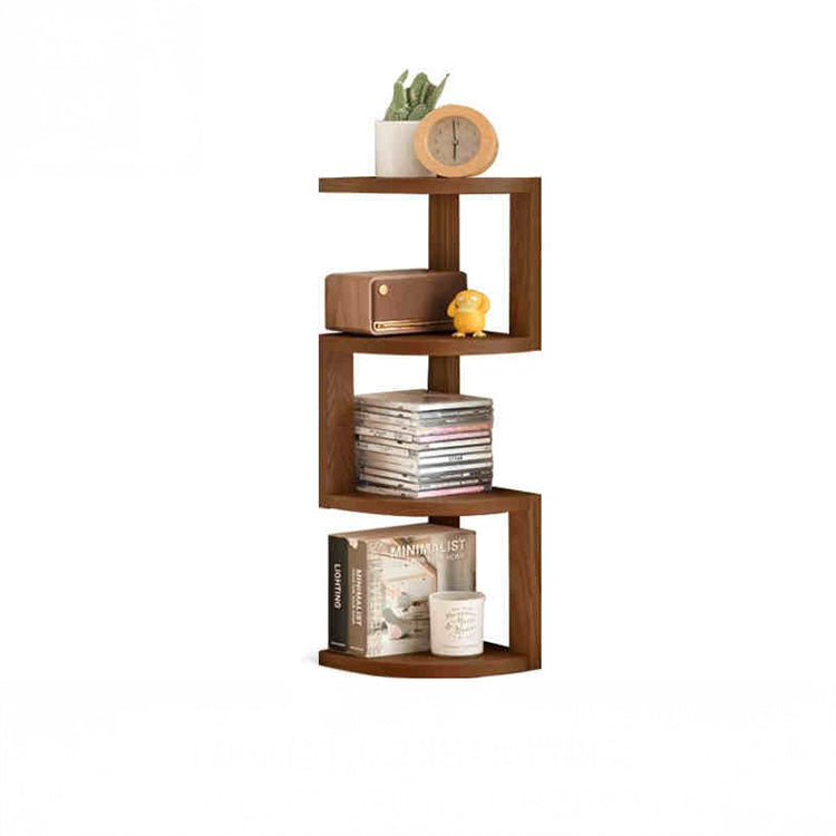 Functional Oak Wood Corner Bookshelf - Space Saving Storage for Home & Office Y28Y04