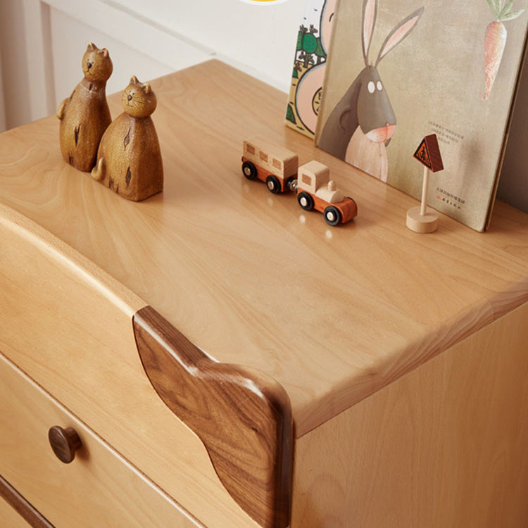 Cute Beech Wood Cat Like 5-Drawer Cabinet for Storage - Perfect for Kids' Rooms Y51F03