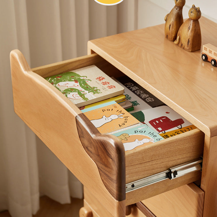 Cute Beech Wood Cat Like 5-Drawer Cabinet for Storage - Perfect for Kids' Rooms Y51F03