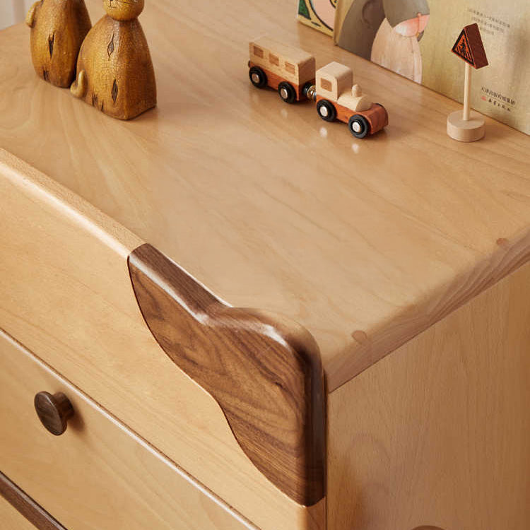 Cute Beech Wood Cat Like 5-Drawer Cabinet for Storage - Perfect for Kids' Rooms Y51F03