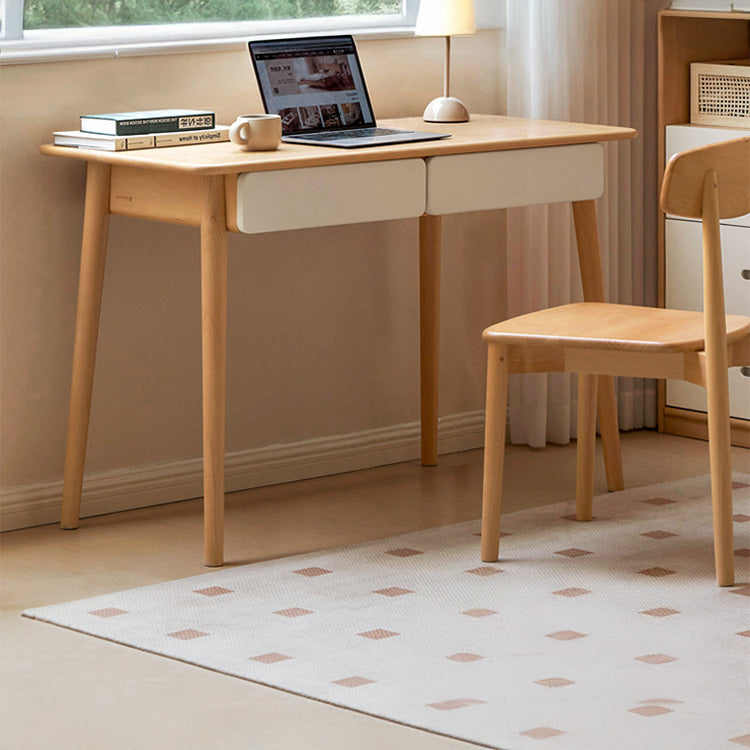 Sleek Beech Wood Desk with Drawers for Storage - Minimalist Design for Home & Offices Y56X01