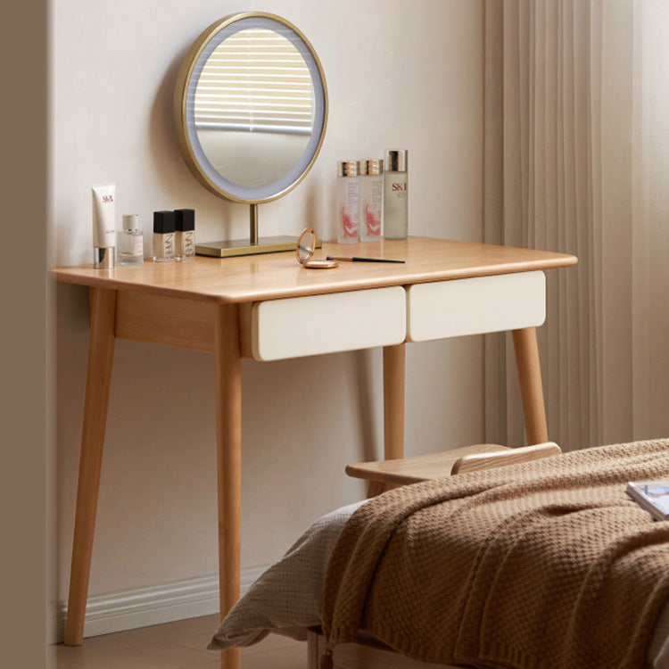 Sleek Beech Wood Desk with Drawers for Storage - Minimalist Design for Home & Offices Y56X01