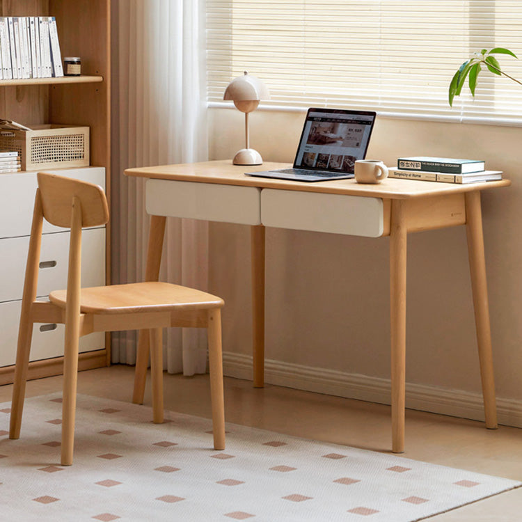 Sleek Beech Wood Desk with Drawers for Storage - Minimalist Design for Home & Offices Y56X01