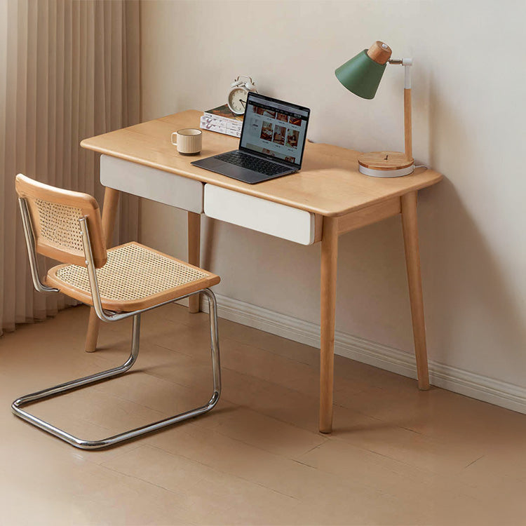 Sleek Beech Wood Desk with Drawers for Storage - Minimalist Design for Home & Offices Y56X01