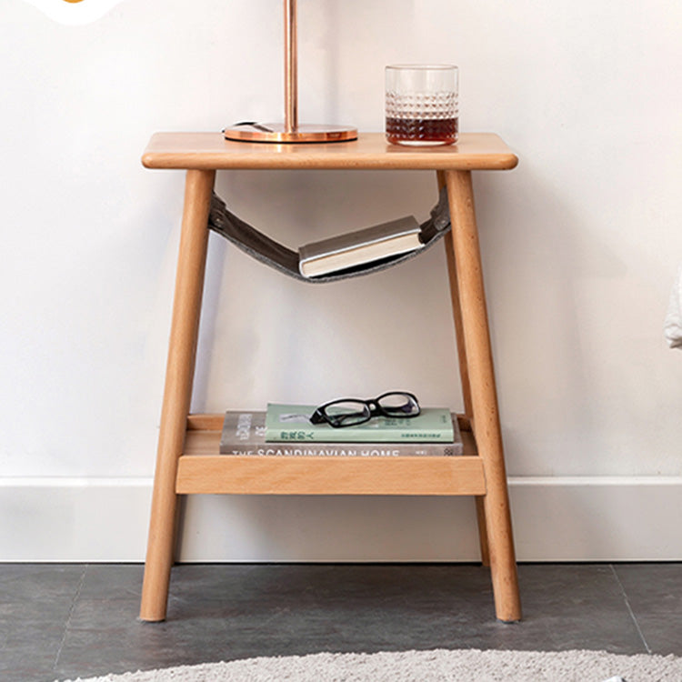 Modern Beech Wood Side Table with Two-Tier for Storage - Perfect Design for Living Room Y67J04