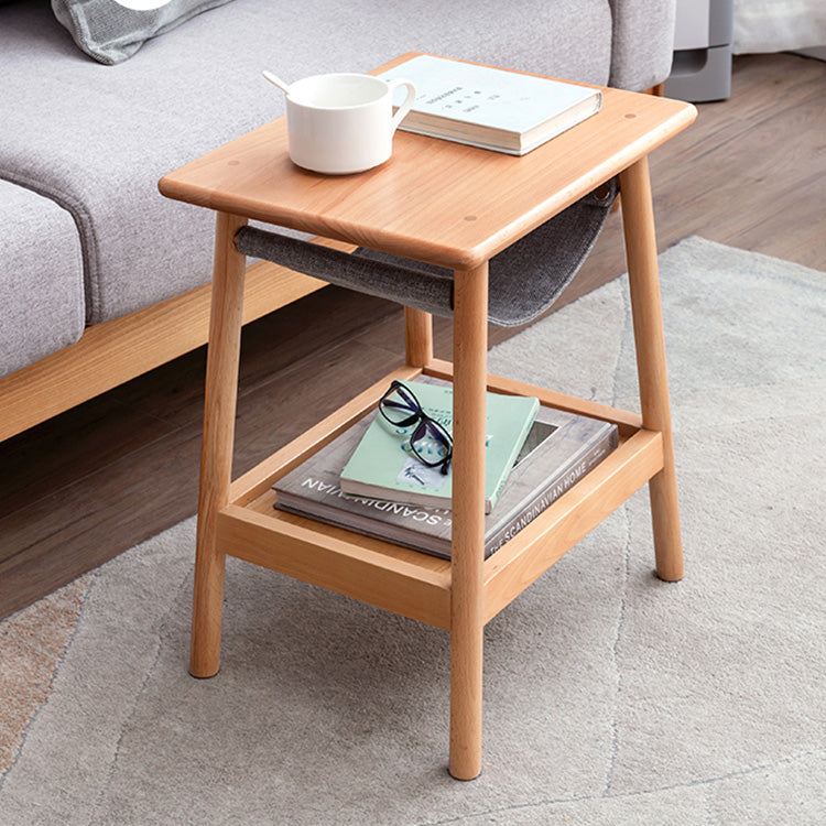 Modern Beech Wood Side Table with Two-Tier for Storage - Perfect Design for Living Room Y67J04