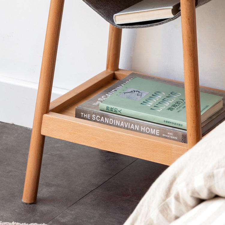 Modern Beech Wood Side Table with Two-Tier for Storage - Perfect Design for Living Room Y67J04