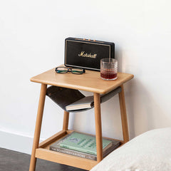 Modern Beech Wood Side Table with Two-Tier for Storage - Perfect Design for Living Room Y67J04