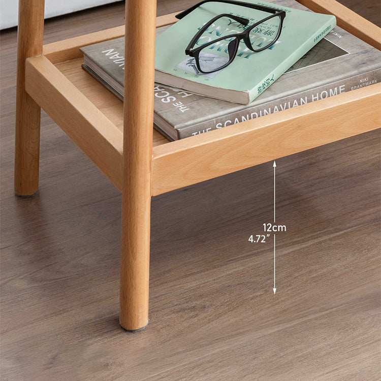 Modern Beech Wood Side Table with Two-Tier for Storage - Perfect Design for Living Room Y67J04