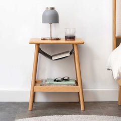 Modern Beech Wood Side Table with Two-Tier for Storage - Perfect Design for Living Room Y67J04