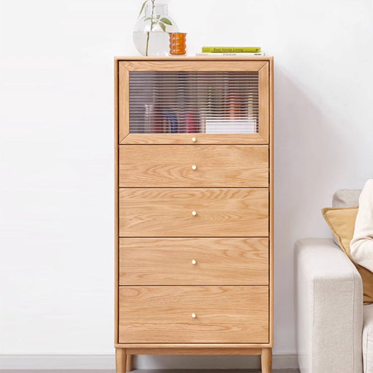 Stylish Oak Wood Cabinet with 4 Drawers – Perfect for Modern Home Storage Y84F08