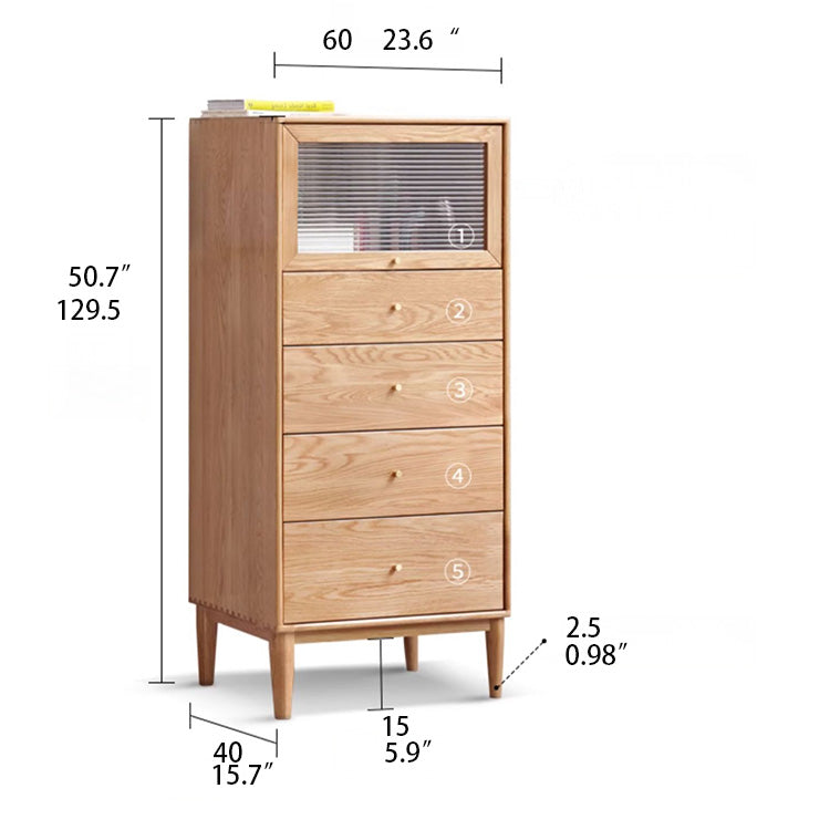 Stylish Oak Wood Cabinet with 4 Drawers – Perfect for Modern Home Storage Y84F08