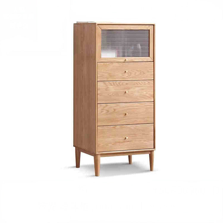 Stylish Oak Wood Cabinet with 4 Drawers – Perfect for Modern Home Storage Y84F08