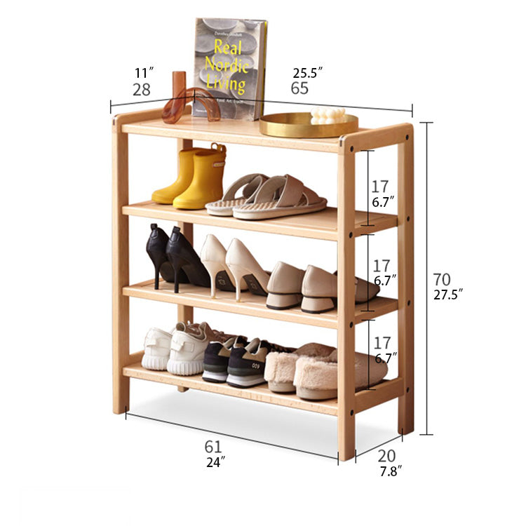 Stylish Beech Wood Shoe Rack – 4-Tier Space-Saving Organizer Y98L06