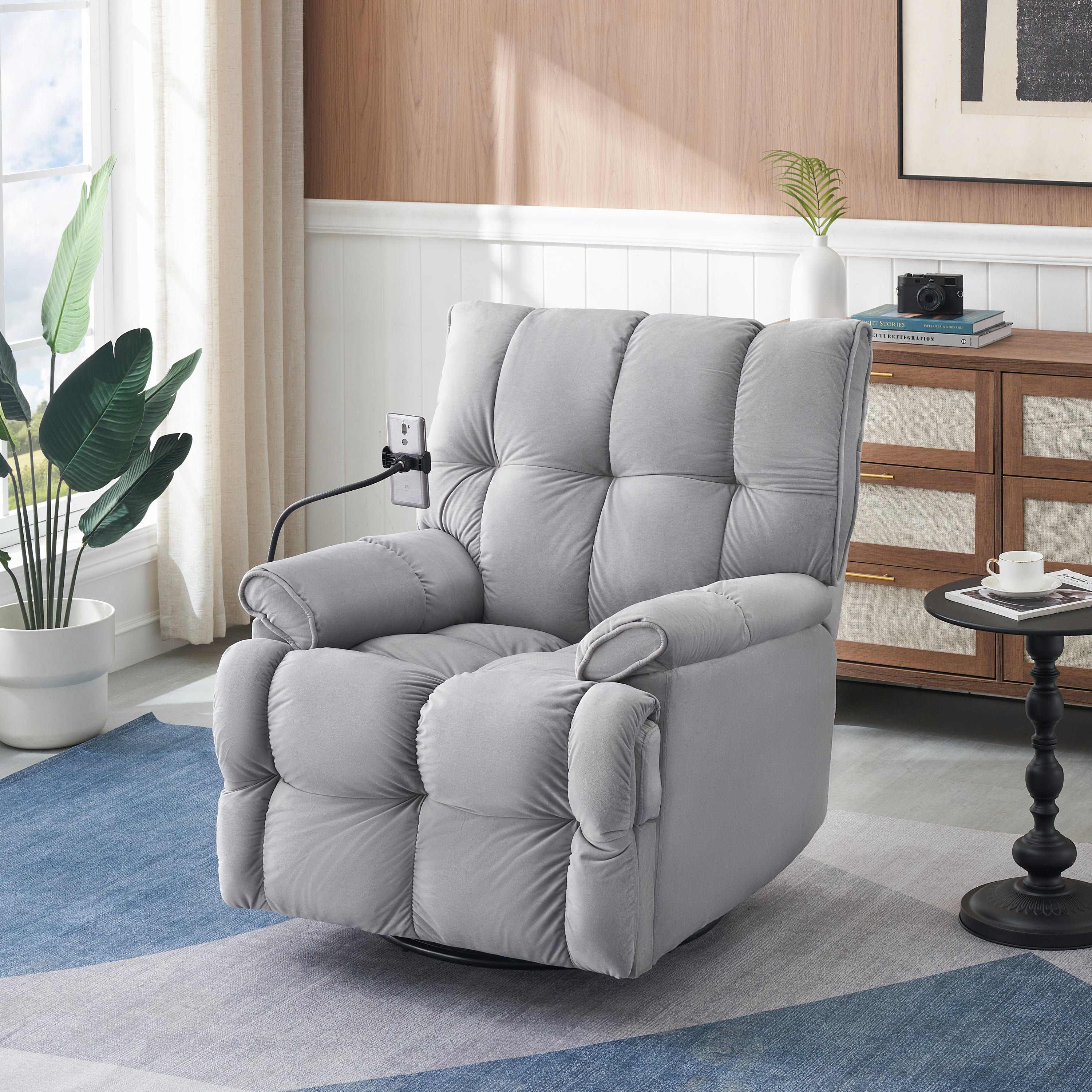 Single chair Gray comfortable seat, the seat is soft and comfortable, suitable for small living room space single sofa