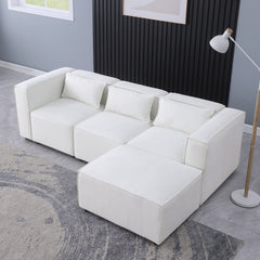 modular sofa Beige chenille fabric,  simple and grand, the seat and back is very soft. this is also a KNOCK DOWN sofa