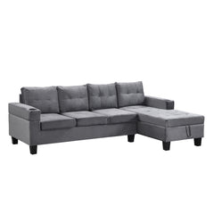 Sectional Sofa Set for Living Room with L Shape  Chaise Lounge ,cup holder and  Right  Hand with Storage Chaise  Modern 4 Seat (Grey) 
--RIGHT CHAISE WITH STORAGE