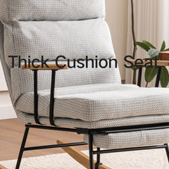 Modern Ice velvet fabric Gliding Rocking Chair with High Back, Retractable Footrest, and Adjustable Back Angle for Nursery, Living Room, and Bedroom