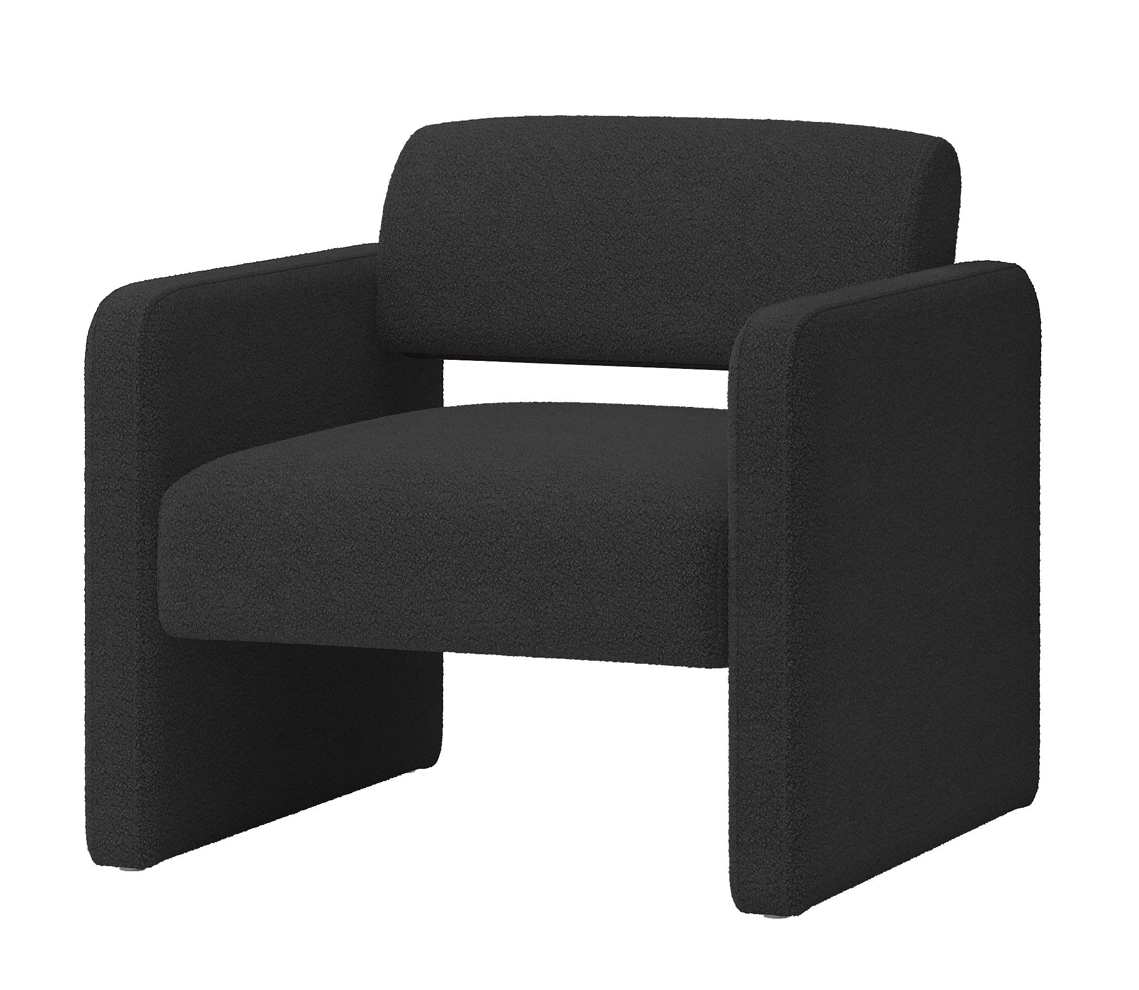 BLACK single sofa chair, upholstered comfortable chair with armrests, for dining room/bedroom/living room/reception - BLACK (30.9"*30.51"*30.11")