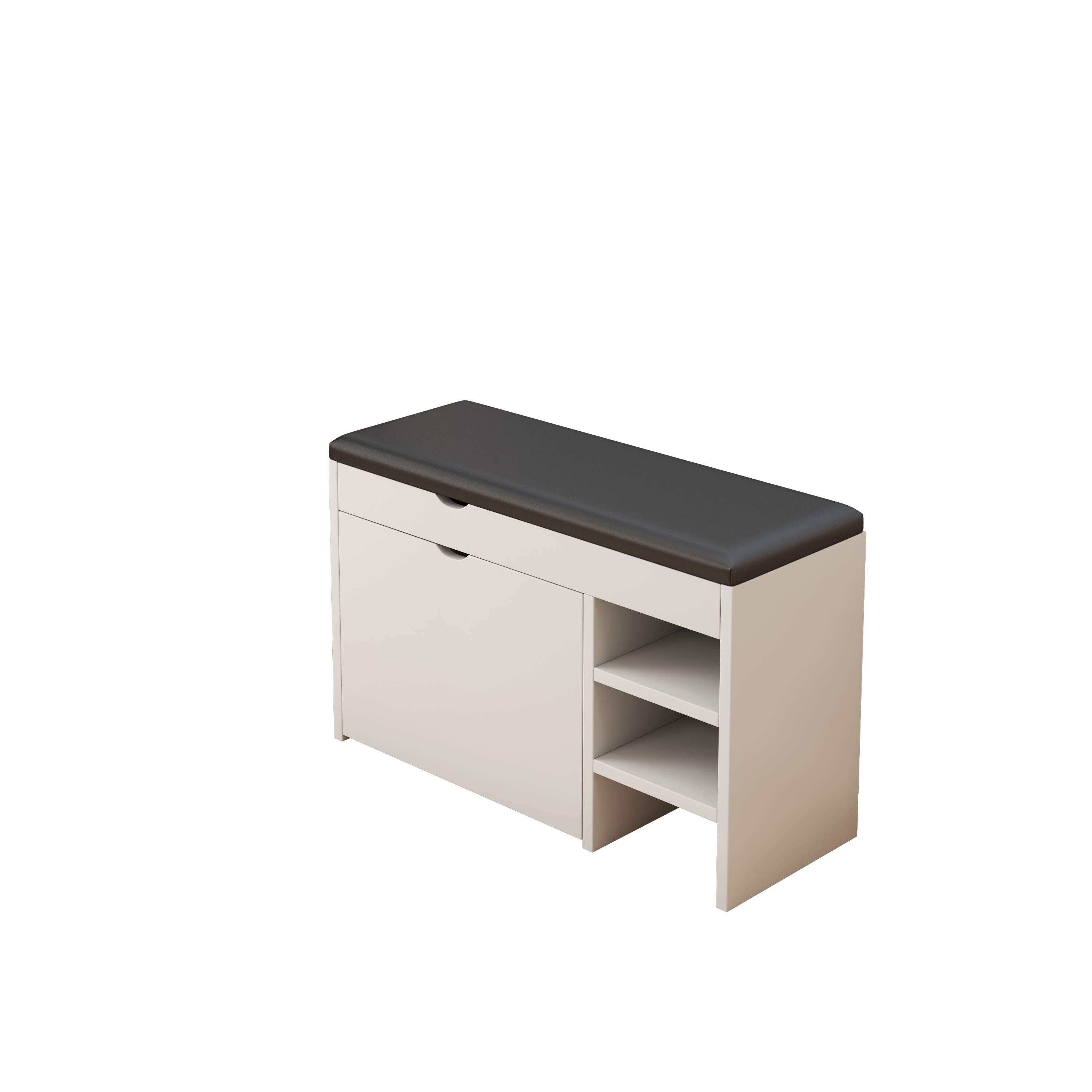 Modern White Shoe Cabinet with Soft Cushion Top for Entry Room