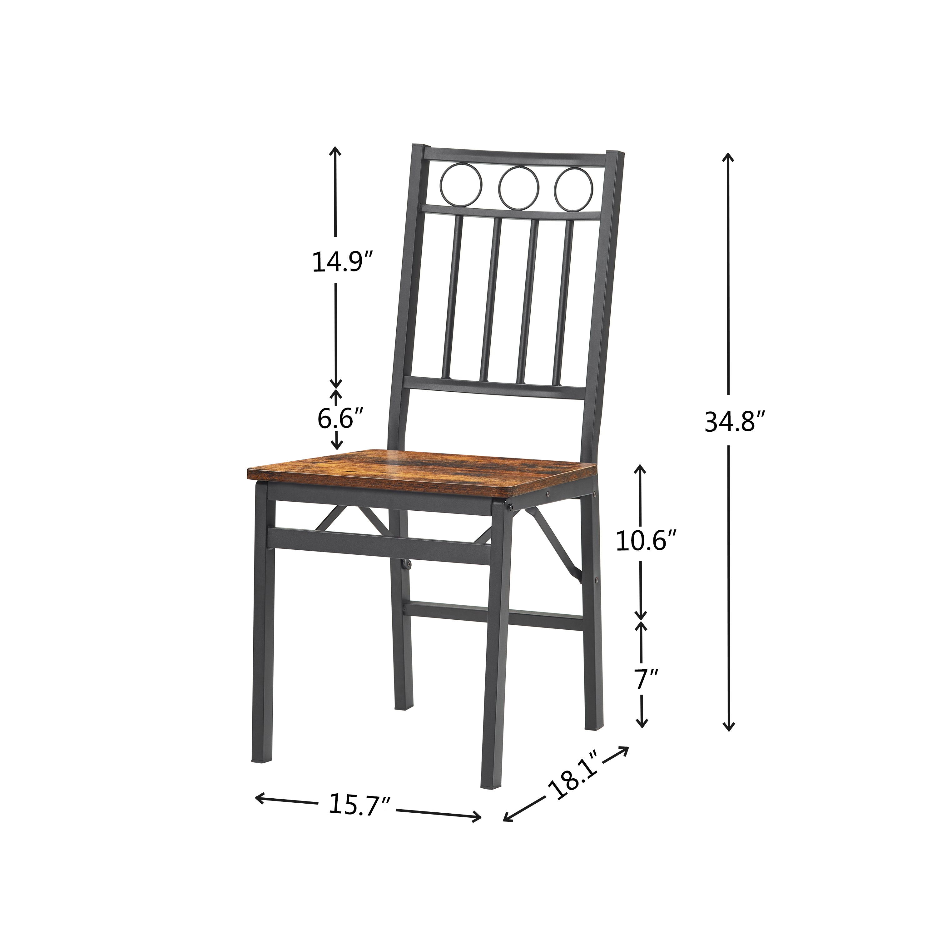 Folding Metal & Wood Dining Chair, Retro Style for Dining Room