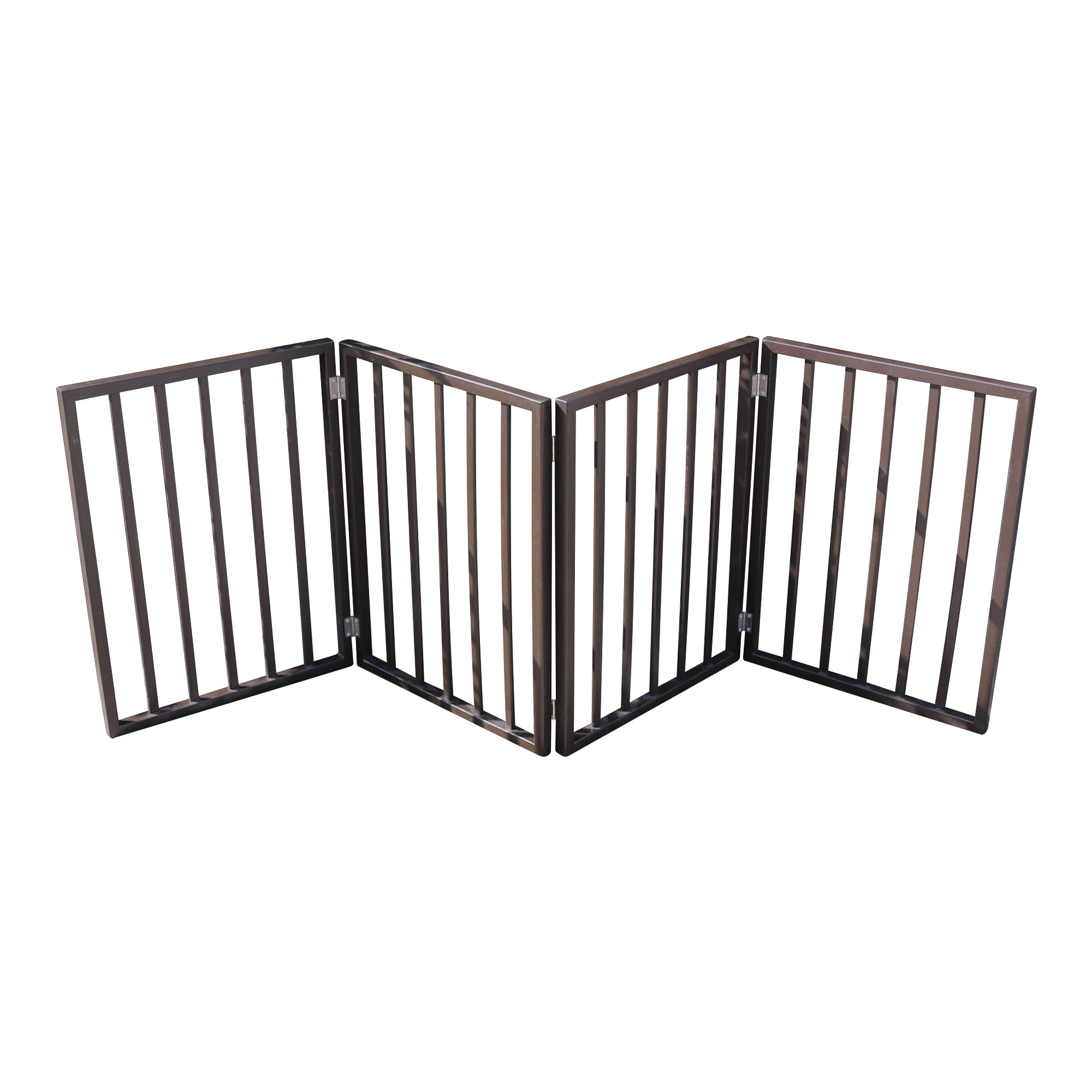 Pet Gate - Dog Gate for Doorways, Stairs or House – Freestanding, Folding, brown, Arc Wooden